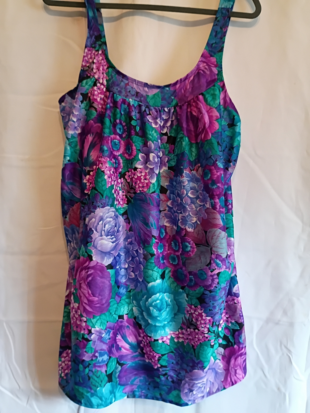 Floral  Swim Top Says Size 46 in Purple & Teal. Only top No Bottoms.